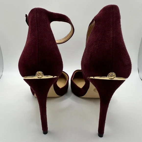 Michael Kors Wine Burgundy Suede High Heels - Picture 3 of 9